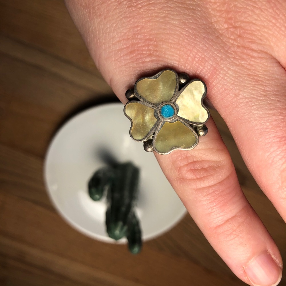 Southwest vintage Real Turquoise Ring 925